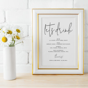 Open bar Let's drink wedding sign Poster