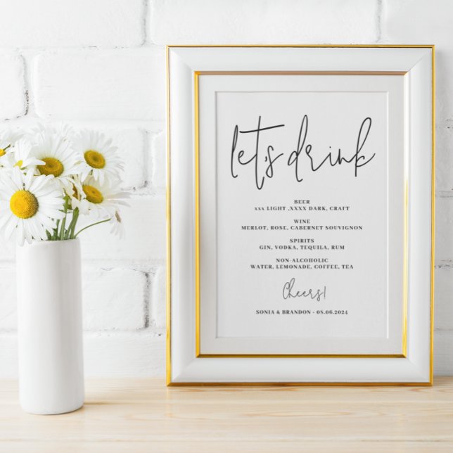 Open bar Let's drink wedding sign Poster (Creator Uploaded)