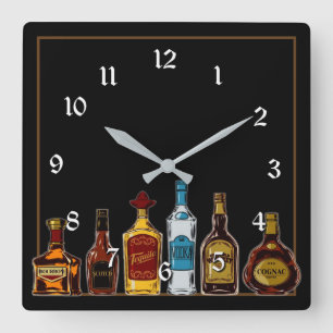Open Bar Man Cave Square Wall Clock