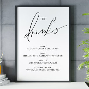 Open bar Menu The Drinks wedding sign Poster