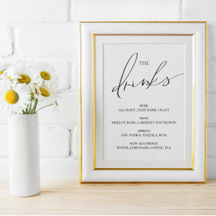 Open bar Menu wedding sign Poster