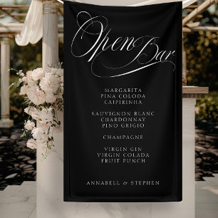 Open Bar! Modern, Calligraphy, Black Banner