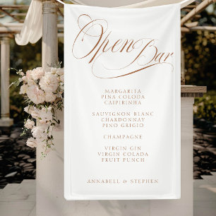 Open Bar! Modern, Calligraphy, White Banner