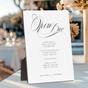 Open Bar! Modern, Calligraphy, White Plaque