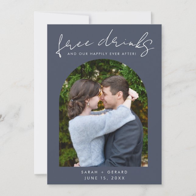 Open Bar Photo Wedding Save The Date (Front)