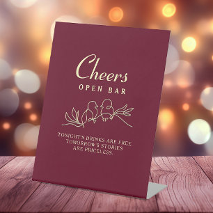 Open Bar Romantic Wedding Pedestal Sign