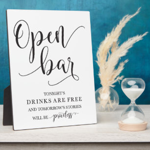 Open Bar Wedding Alcohol Sign Plaque