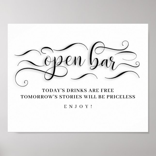 Open Bar Wedding Day Sign (Front)