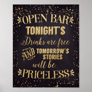 Open Bar Wedding Poster Black/Gold