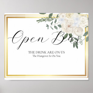Open Bar Wedding Sign Elegant Modern Calligraphy