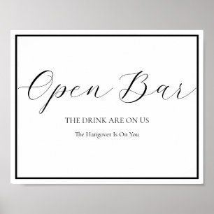 Open Bar Wedding Sign Elegant Modern Calligraphy