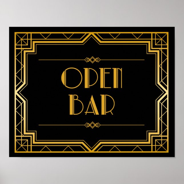 Open Bar Wedding Sign | Gatsby Art Deco (Front)