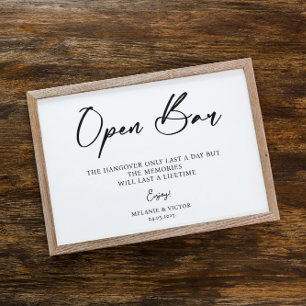 Open Bar Wedding Sign Poster