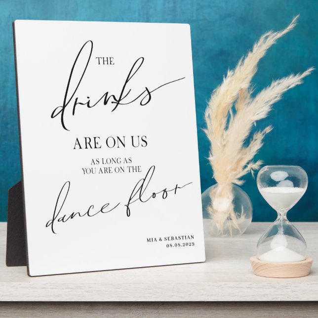 Open bar  wedding sign tabletop Plaque (Side)