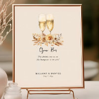 Open Bar Wine Glasses and Flowers Neutral Wedding