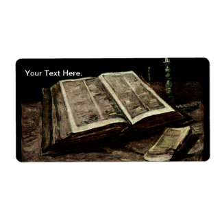Open Bible Book with Candles - van Gogh