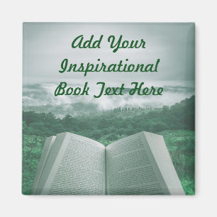 Open Book Customise Text Green Trees Magnet