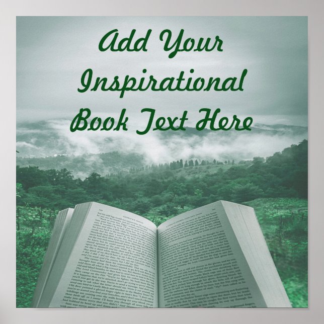 Open Book Customise Text Green Trees Poster (Front)
