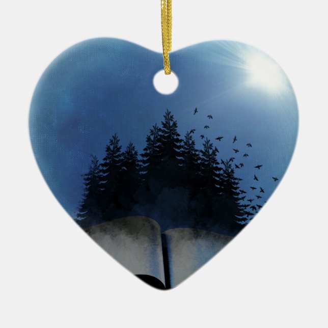 Open Book Forest Ceramic Tree Decoration (Front)