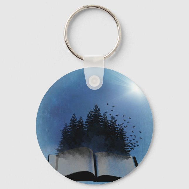 Open Book Forest Key Ring (Front)