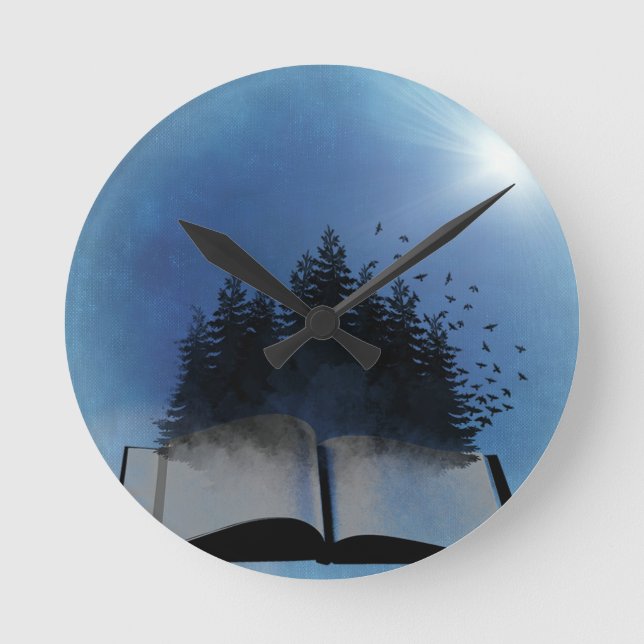 Open Book Forest Round Clock (Front)