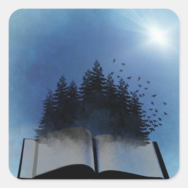 Open Book Forest Square Sticker (Front)