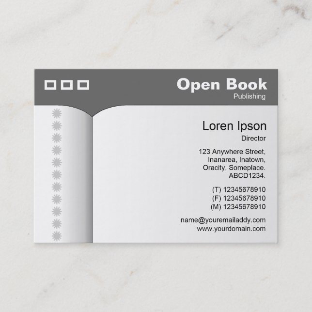 Open Book - Grey 666666 Business Card (Front)