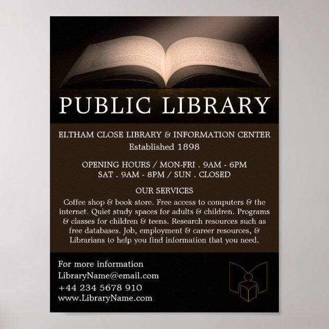 Open Book, Library Advertising Poster (Front)