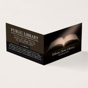 Open Book, Library, Librarian Detailed Business Card