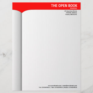 Open Book - Red Letterhead Template