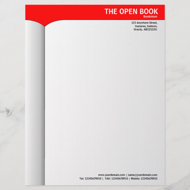 Open Book - Red Letterhead Template (Front)