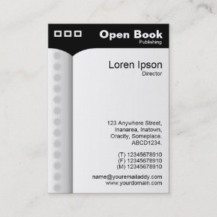Open Book (Vertical) - Black Business Card
