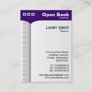 Open Book (Vertical) - Deep Purple 330066 Business Card