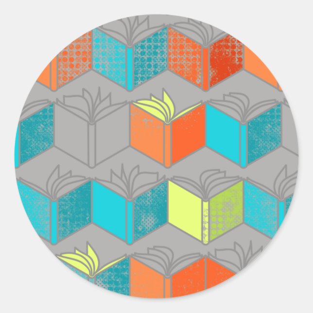 Open books classic round sticker (Front)