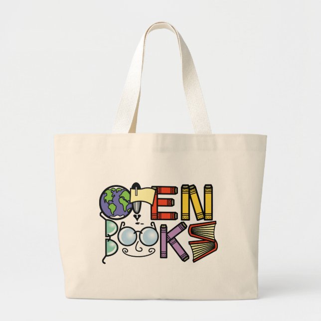 Open Books Jumbo Tote Bag (Front)