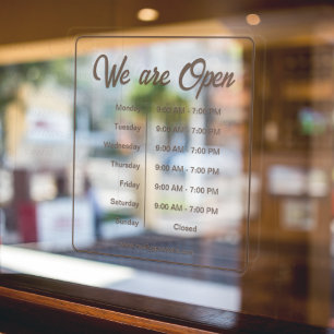 Open Business Hours Time Coffee Shop Brown Script