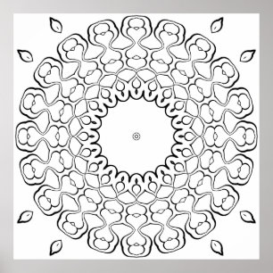 Open Center Heart Mandala Coloring Page Design Poster