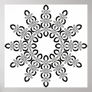 Open Centre Mandala with Repeating Floral Motif Poster