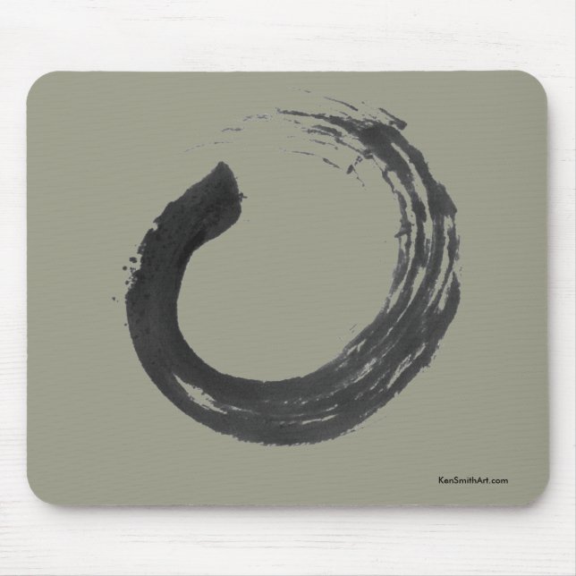 Open Circle Enso Zen Mousepad, Khaki Mouse Pad (Front)