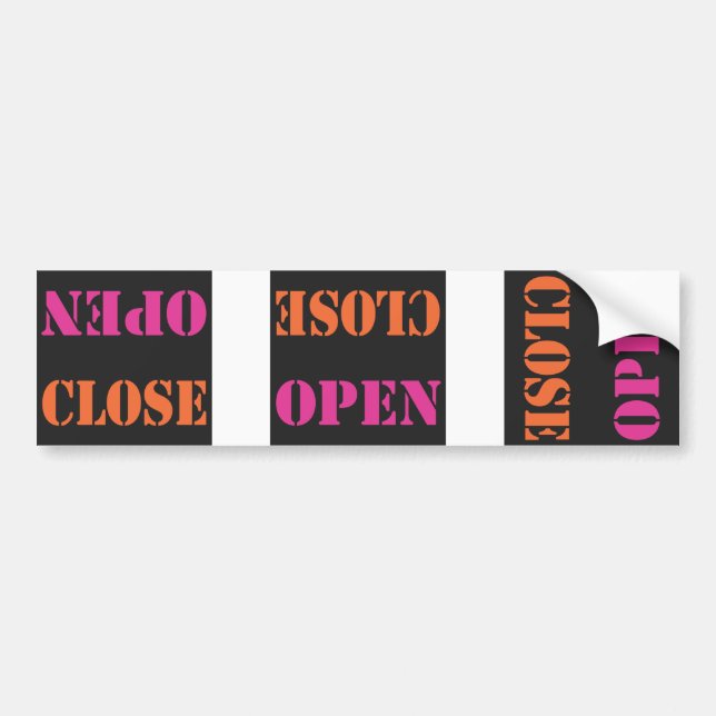 OPEN CLOSE ON BLACK. BUMPER STICKER (Front)