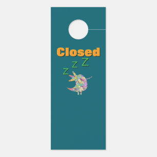 OPEN / CLOSED Teal Door Hanger