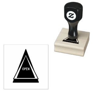 OPEN Custom Printed Eye Catching Deep Purple Ink Rubber Stamp