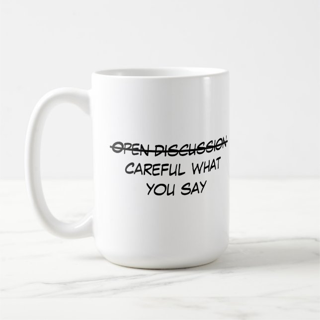 Open discussion coffee mug (Left)