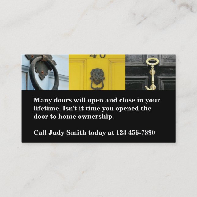 Open Door To Home Ownership Real Estate Business Card (Front)