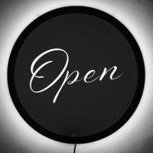 OPEN Elegant Script Black and White Minimalist