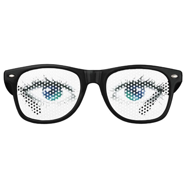 Open Eyes Funny Weird Retro Sunglasses (Front)