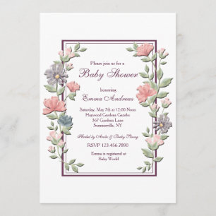 Open Floral Frame Invitation