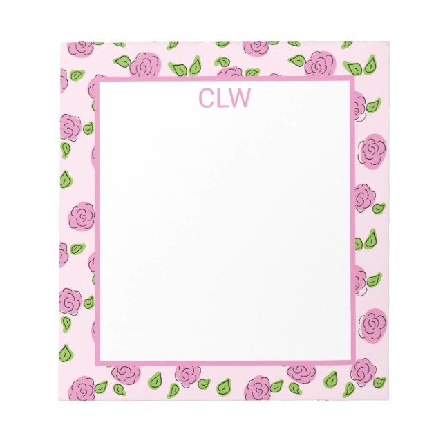 Open Flower Pink on Light Pink Notepad (Front)