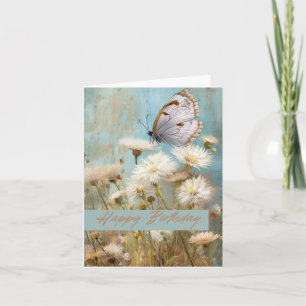 Open Folded Happy Birthday Flower Butterfly Card