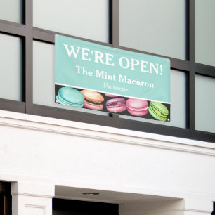 Open for Business Macaron French Patisserie Mint Banner
